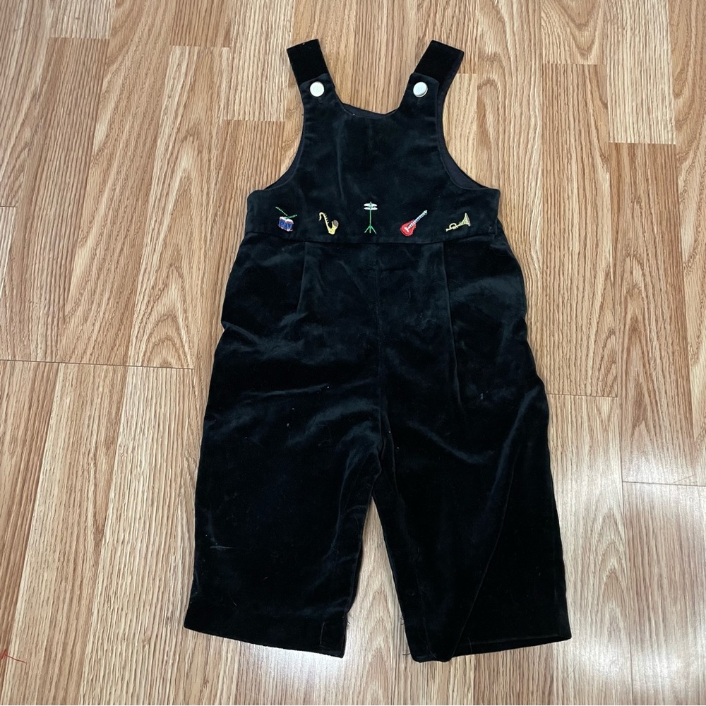 EISEMAN BLACK VELVET EMBROIDERED MUSICAL INSTRUMENT OVERALLS SIZE 6X